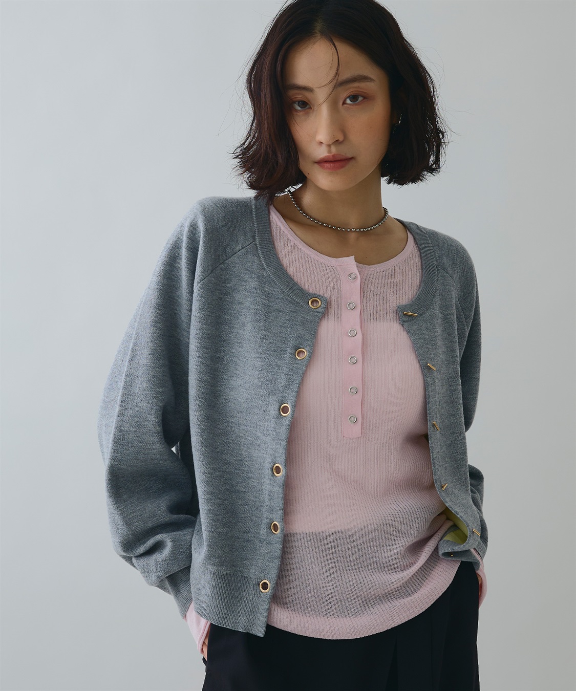 ELLEgirl トグル釦デザインカーディガン