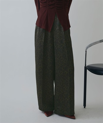 サテンワイドスラックス(レオパード-Ｓ)