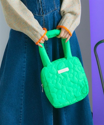 フラワーキルトスクエアミニトート(ライトグリーン-FREE)