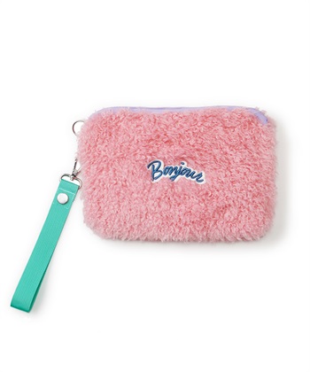 カラーボアスクエアポーチ(ピンク-FREE)