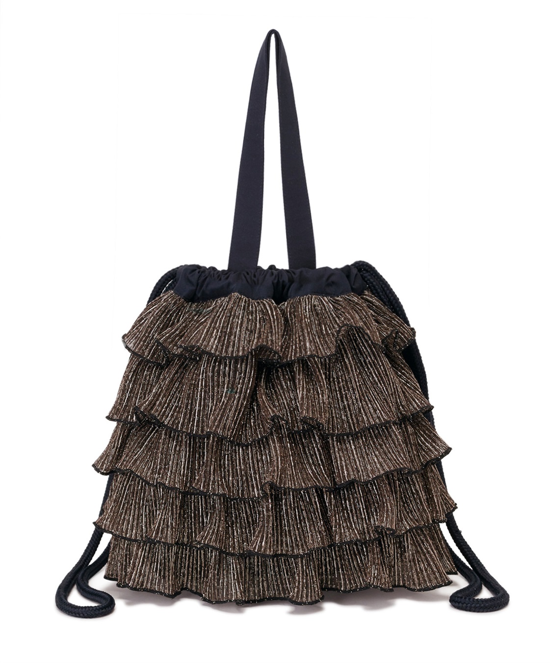 ELLEgirl ラメプリーツフリル巾着バッグ【500mlペットボトル収納可能】_variation_4