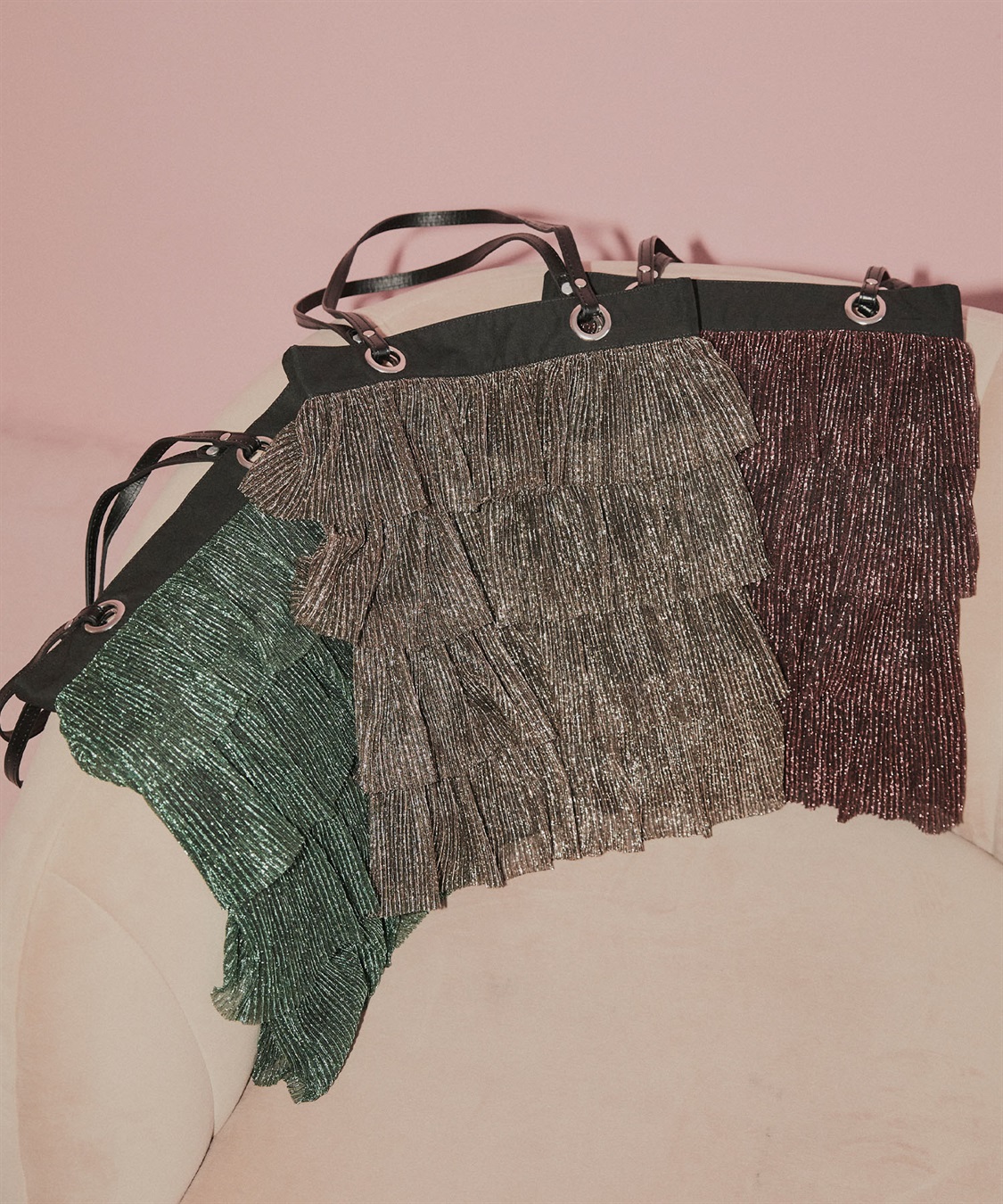 ELLEgirl ラメプリーツフリルトートバッグ_main