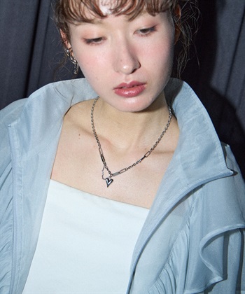 シルバーチェーンハートネックレス(シルバー-FREE)