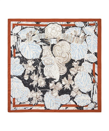 アソート柄大判スカーフ(オレンジ-フリー)