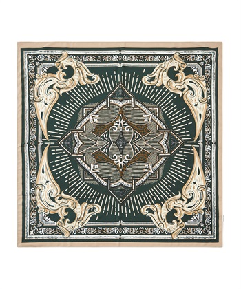 アソート柄大判スカーフ(モスグリーン-フリー)