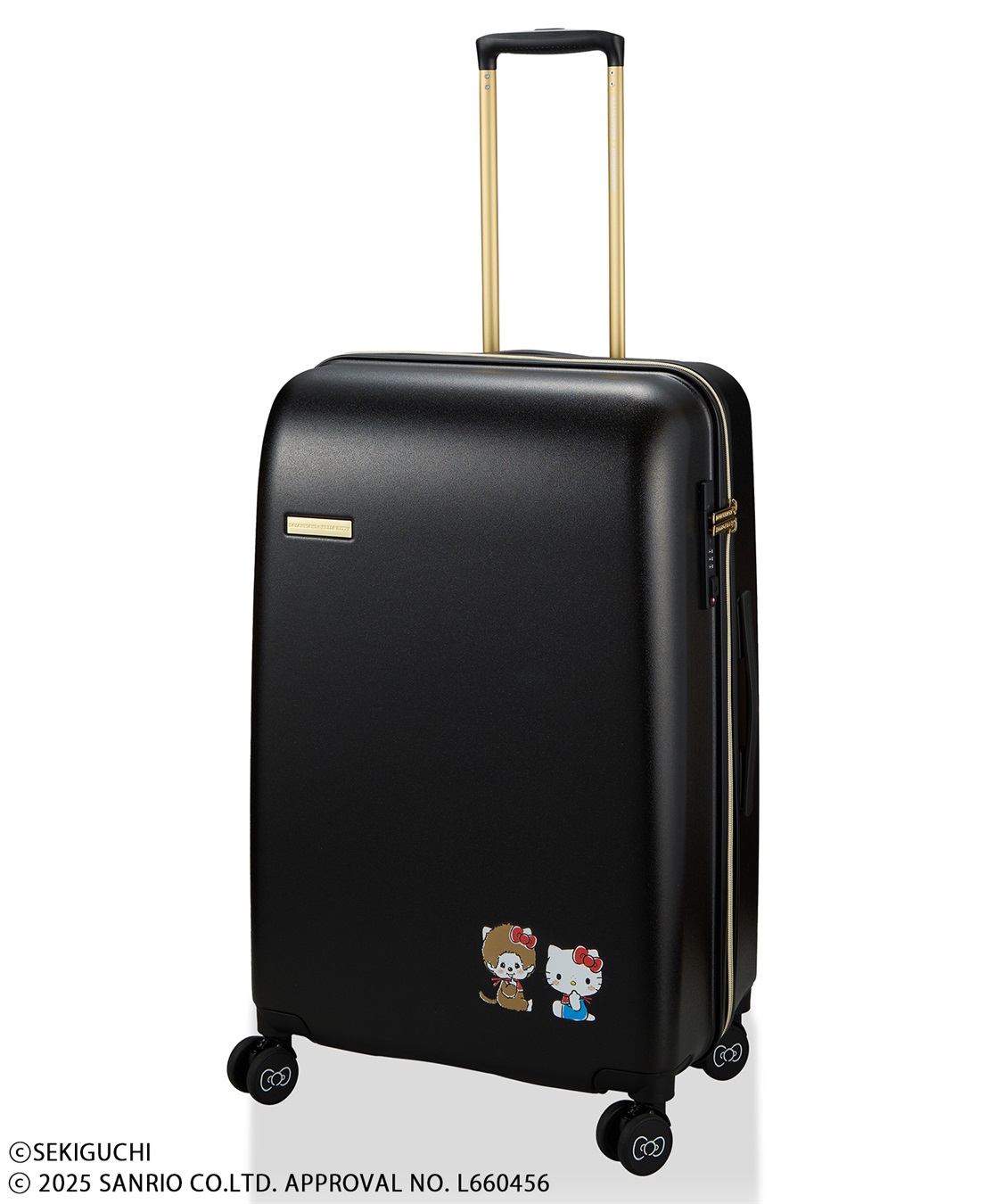 Life Style by cross marche 【MONCHHICHI&#215;HELLO KITTY/モンチッチ&#215;ハローキティ】スーツケース Lサイズ ドリンクホルダー付き ジッパータイプ_main