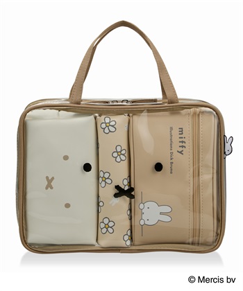 極美品【イアパピヨネ】トラベルポーチ　3点セット ミッフィー/miffy】トラベルポーチセット 長方形 Life Style by