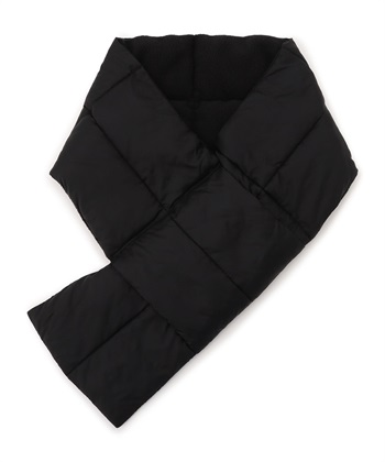 【温活本舗】中綿キルトマフラー(黒-フリー)