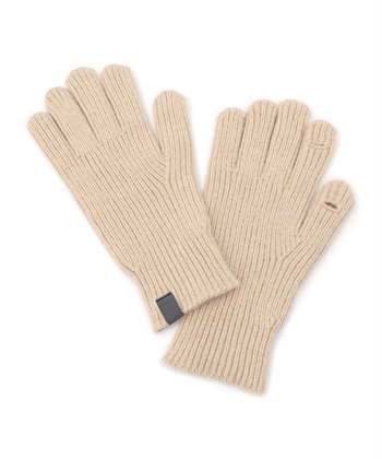 【温活本舗】スマホ対応指穴あきリブ編み手袋(ベージュ-フリー)