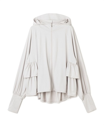 【Yoki】ラメ生地フード付きバックフリルパーカ(ピンク-フリー)