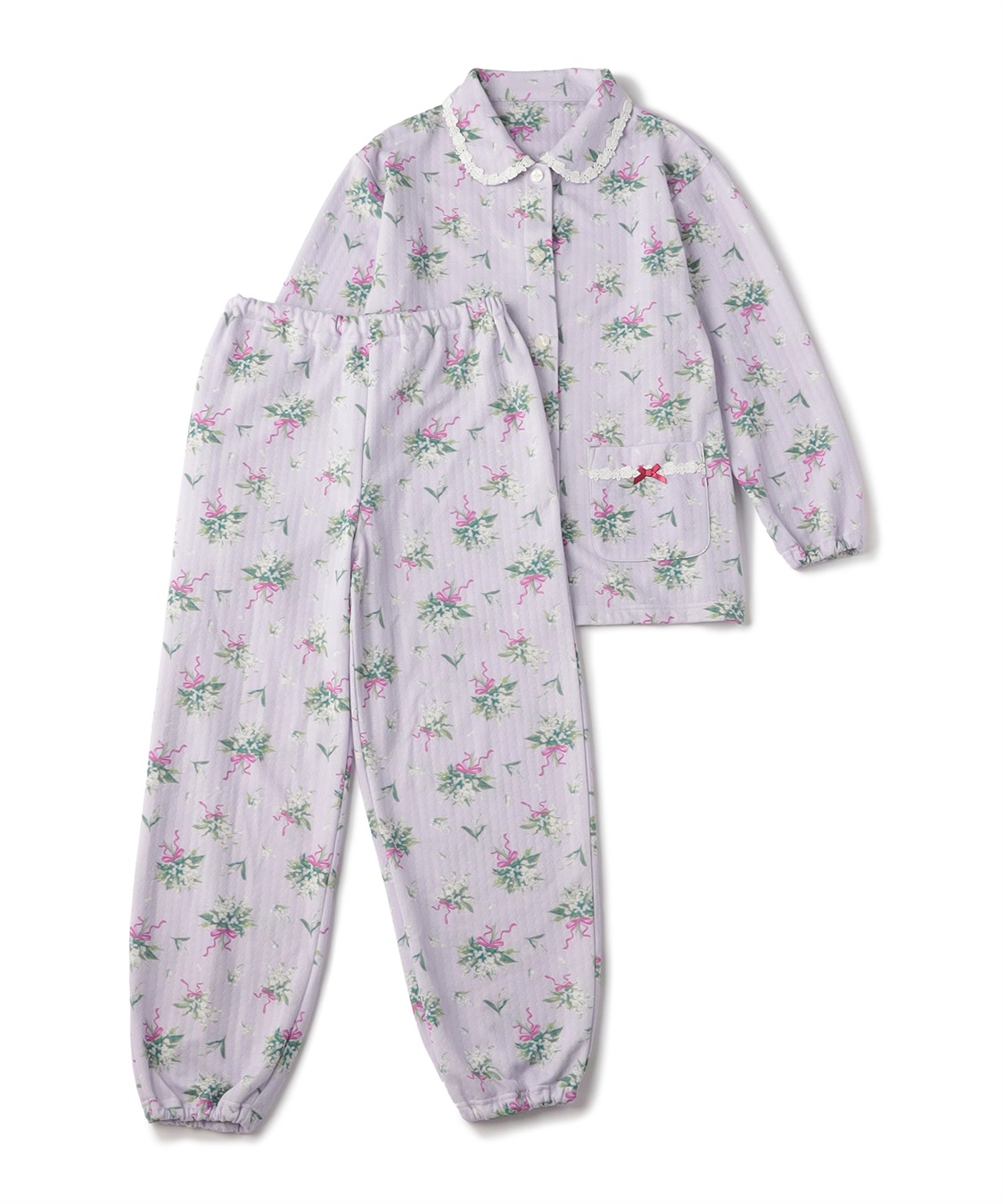 Life Style by cross marche 【ココロcolor】 レース襟ニットキルトパジャマ_variation_2