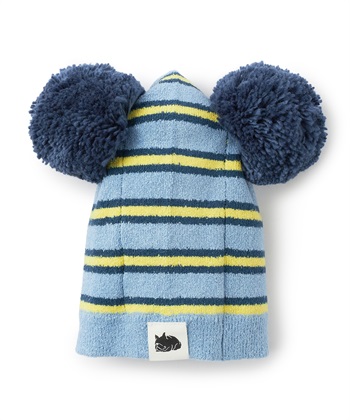 【for dogs】Multi Border ポンポンCAP　Cul-B/キューブ/愛犬服(ブルー-Ｍ)