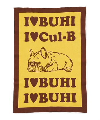 【for dogs】I LOVE BUHI Knit blanket　Cul-B/キューブ/愛犬服(イエロー-フリー)