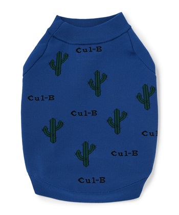 【for dogs】総柄スウェットライクニット　Cul-B/キューブ/愛犬服(ブルー-Ｍ)