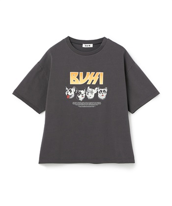 【for owners】　プリントTシャツ（BUHI BAND）　Cul-B/キューブ/愛犬(チャコール-Ｍ)