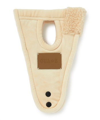 【for dogs】ボアフライトキャップ〈革ネームデザイン〉　Cul-B/キューブ/愛犬服(アイボリー-Ｍ)