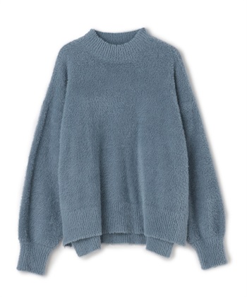 マシュマロフェザーV/ハイネックニット《洗える》【CF/クロスファンクション】(ブルー（ハイネック）-Ｍ)