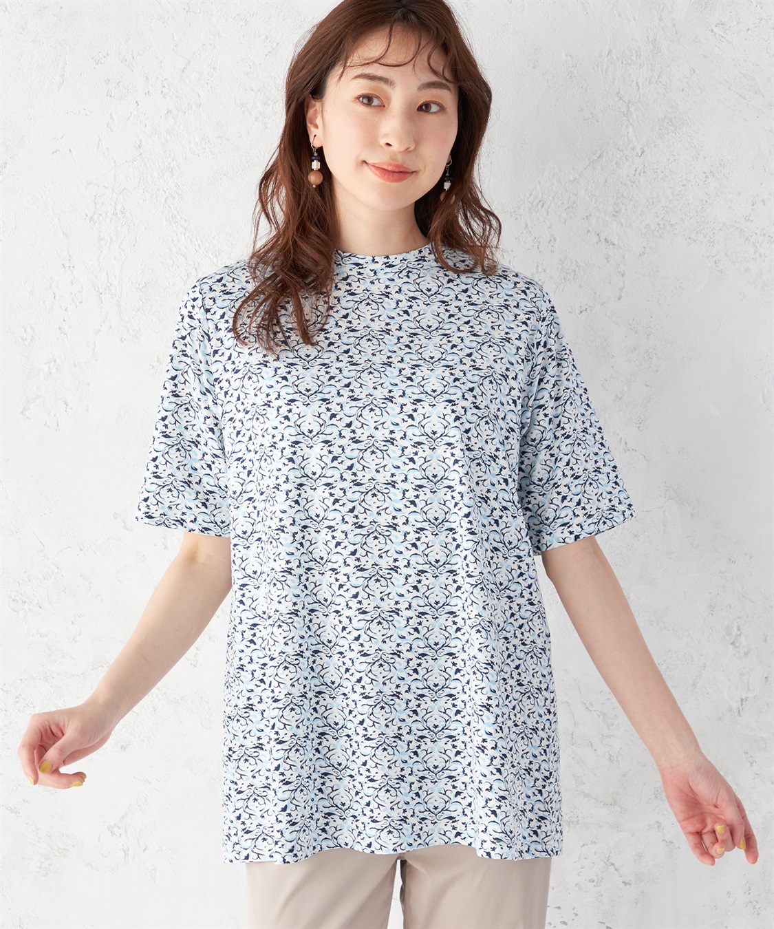 接触冷感】ひやさらプリントチュニック DECOY｜クロスプラス公式通販サイト