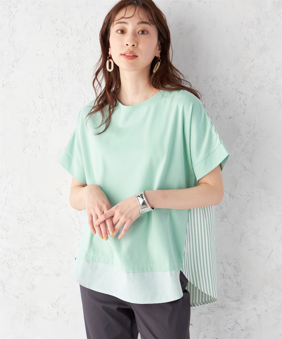 DECOY 【接触冷感】ストライプドッキングプルオーバー_main