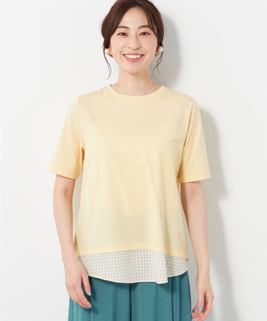 DECOY ギンガムチェックドッキングTシャツ_variation_1