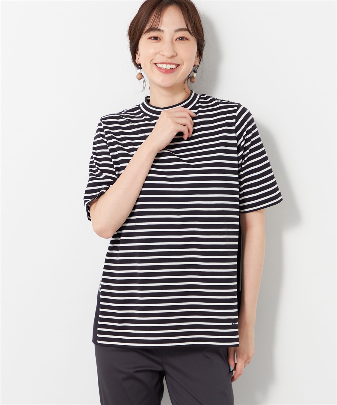 tシャツ 「カタログ掲載品」「接触冷感」「UV対策」「ウォッシャブル」コンチェロアニマルボーダーカットソー レディース カタログ掲載品】【接触冷感】【UV対策】【ウォッシャブル】コン