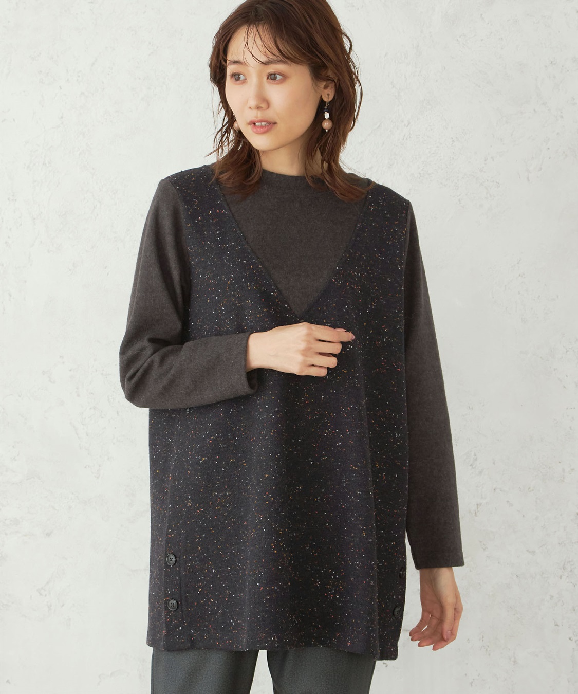 DECOY ツイード切替チュニックプルオーバー_variation_1