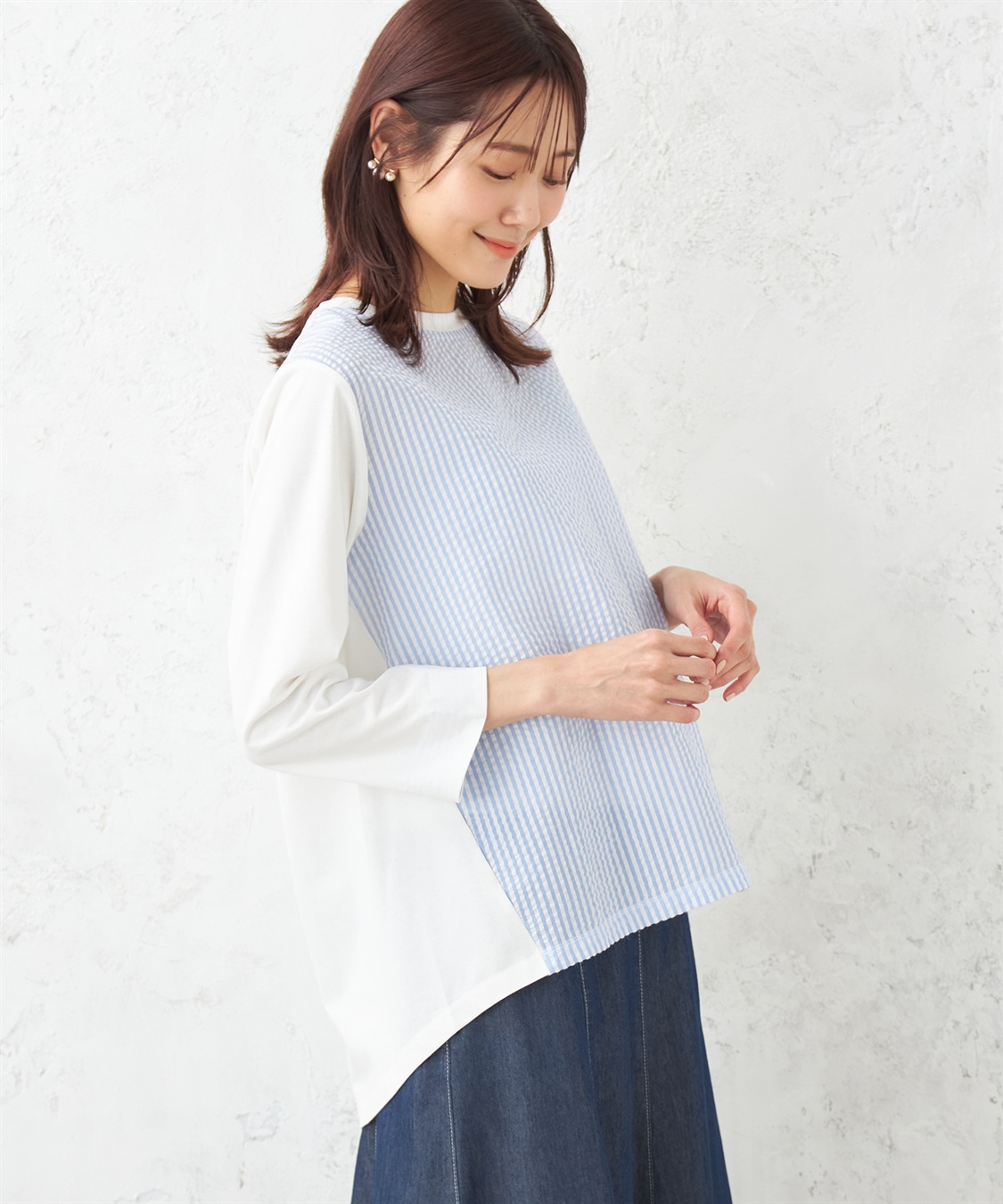 DECOY ストライプ切替プルオーバー_variation_1