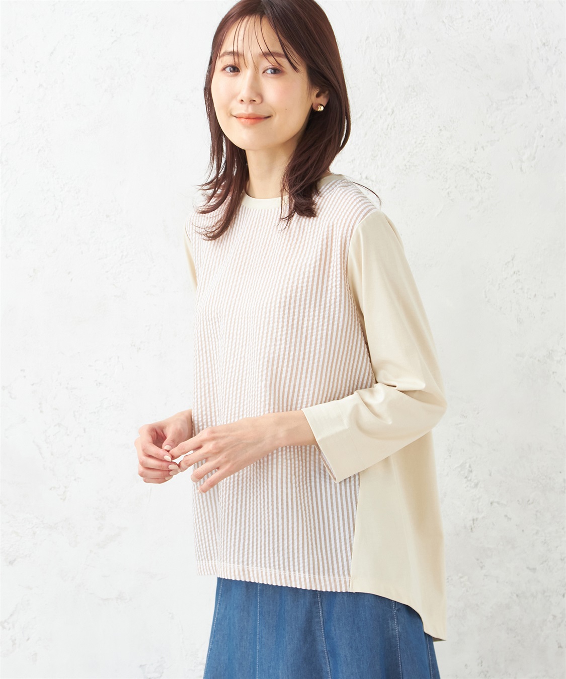 DECOY ストライプ切替プルオーバー_variation_2