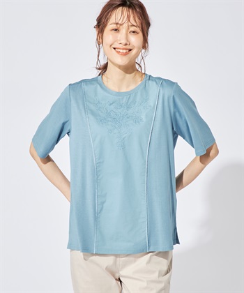 DECOY 【冷感】【汗じみ防止】ひやさら刺しゅう切替Tシャツ_variationthumb_2