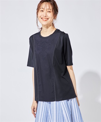 DECOY 【冷感】【汗じみ防止】ひやさら刺しゅう切替Tシャツ_variationthumb_3