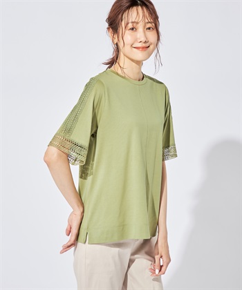 DECOY 【冷感】【汗じみ防止】ひやさらレースTシャツ_variationthumb_2