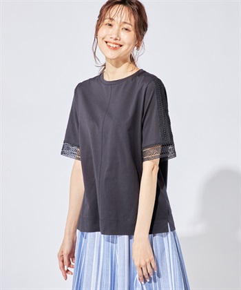 DECOY 【冷感】【汗じみ防止】ひやさらレースTシャツ_variationthumb_3
