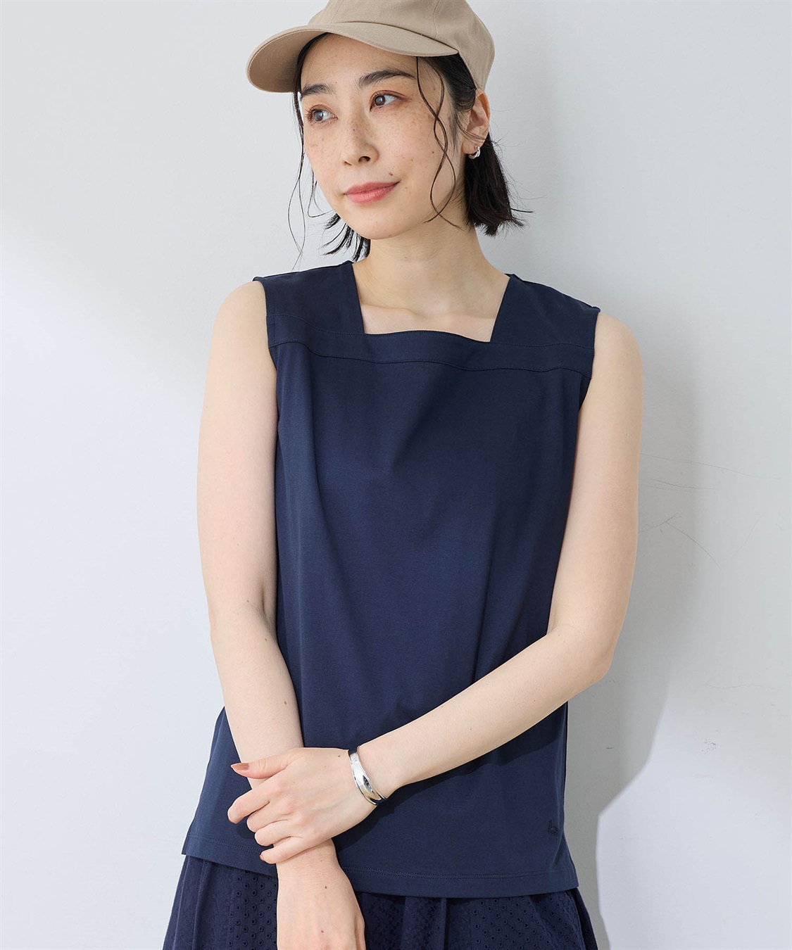 ひやさらコットン】【UVカット】スクエアタンクトップ DECOY｜クロス