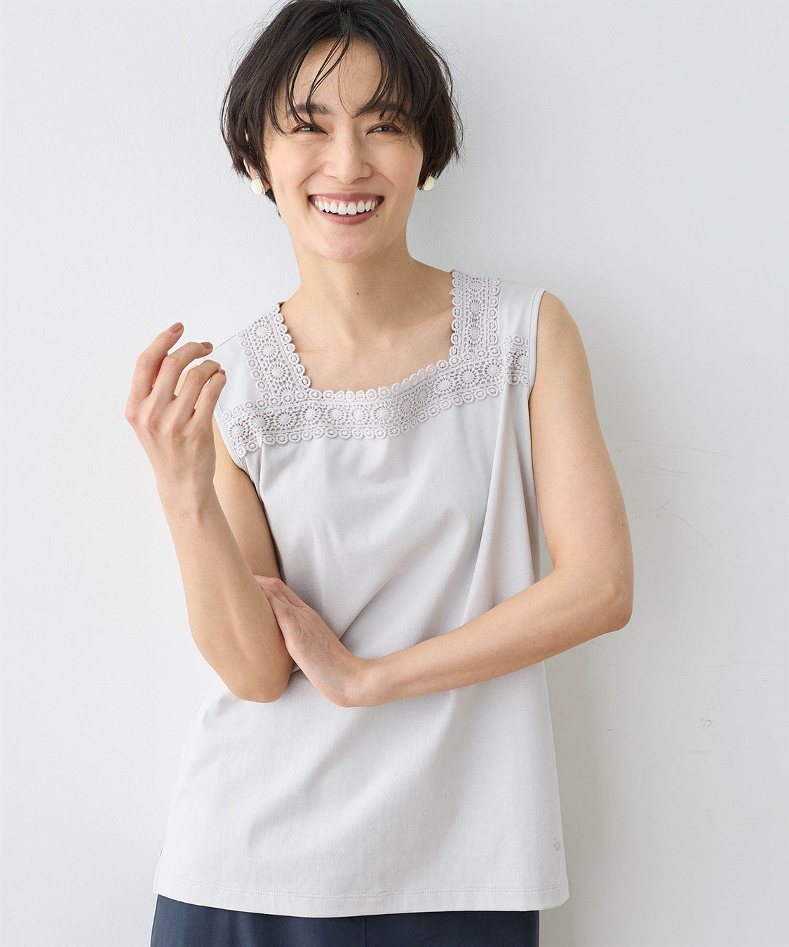 DECOY 【ひやさらコットン】【UVカット】レースタンクトップ_main