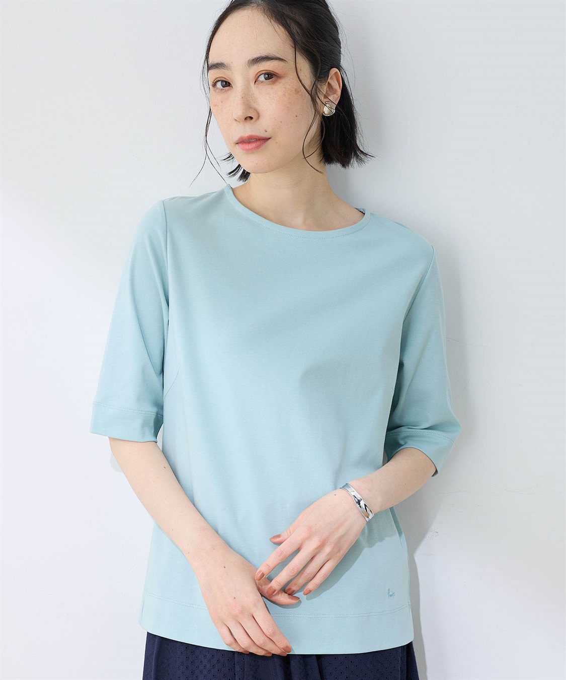 ひやさらコットン】【UVカット】6分袖リラックスTシャツ DECOY｜クロス