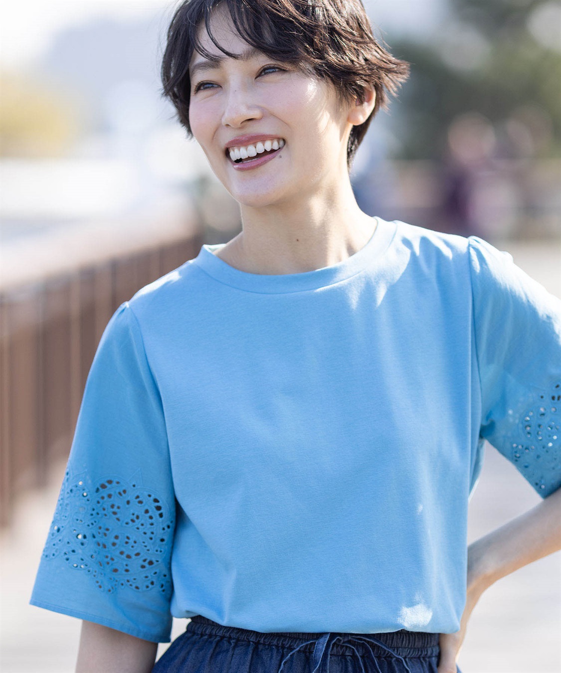 DECOY 【ひやさら】【UVカット】刺しゅうスリーブTシャツ_main