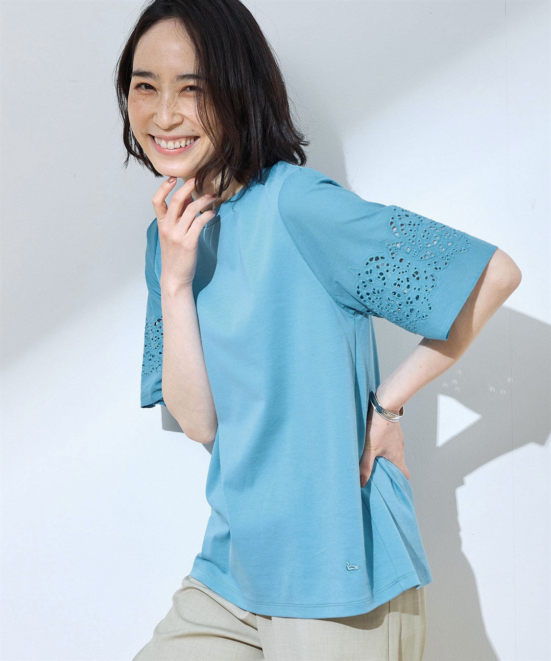 DECOY 【ひやさら】【UVカット】刺しゅうスリーブTシャツ_variation_2