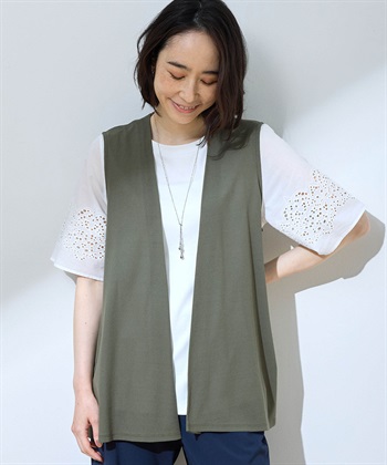 カットソージレ(カーキ-M)