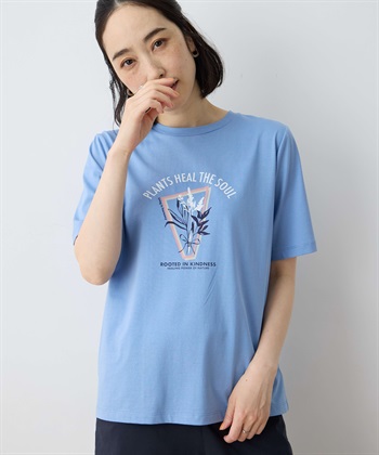 【ひやさら】【UVカット】ロゴプリントTシャツ(サックス-M)