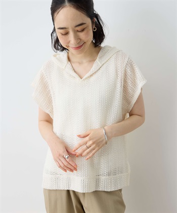 ラッセルレースフーディープルオーバー(アイボリー-M)