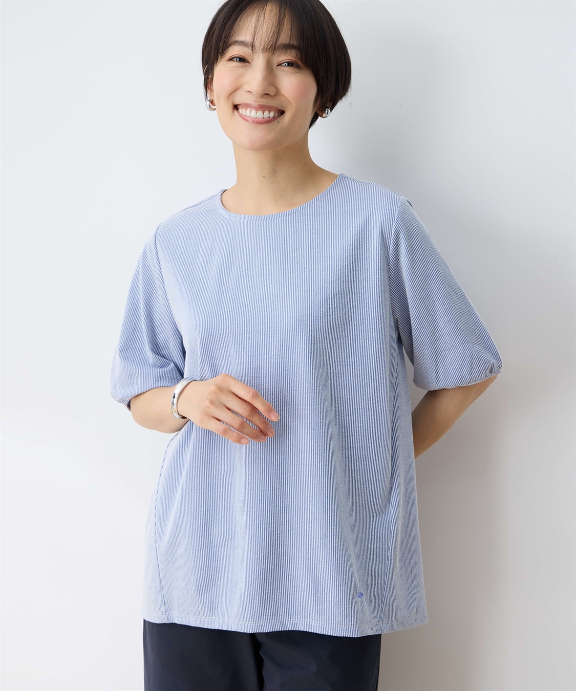 DECOY ストライプ切替プルオーバー_main