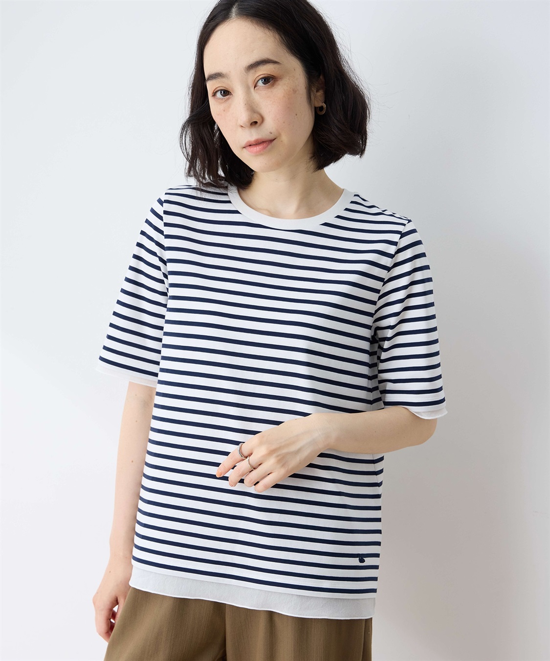 DECOY 部分シアーボーダーTシャツ_variation_2