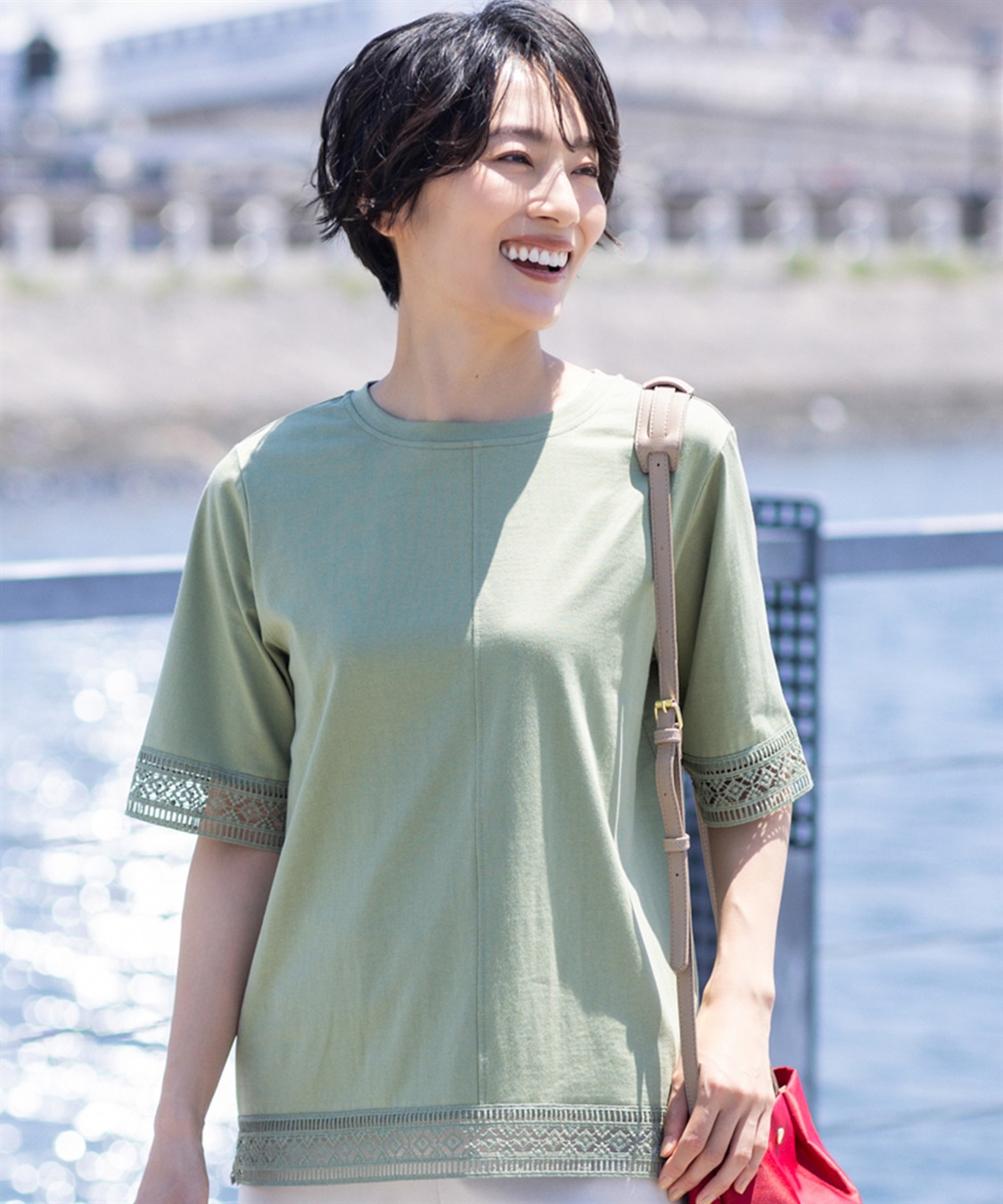 DECOY 【冷感】【UVカット】ひやさらコットンプレミアムレースＴシャツ_main