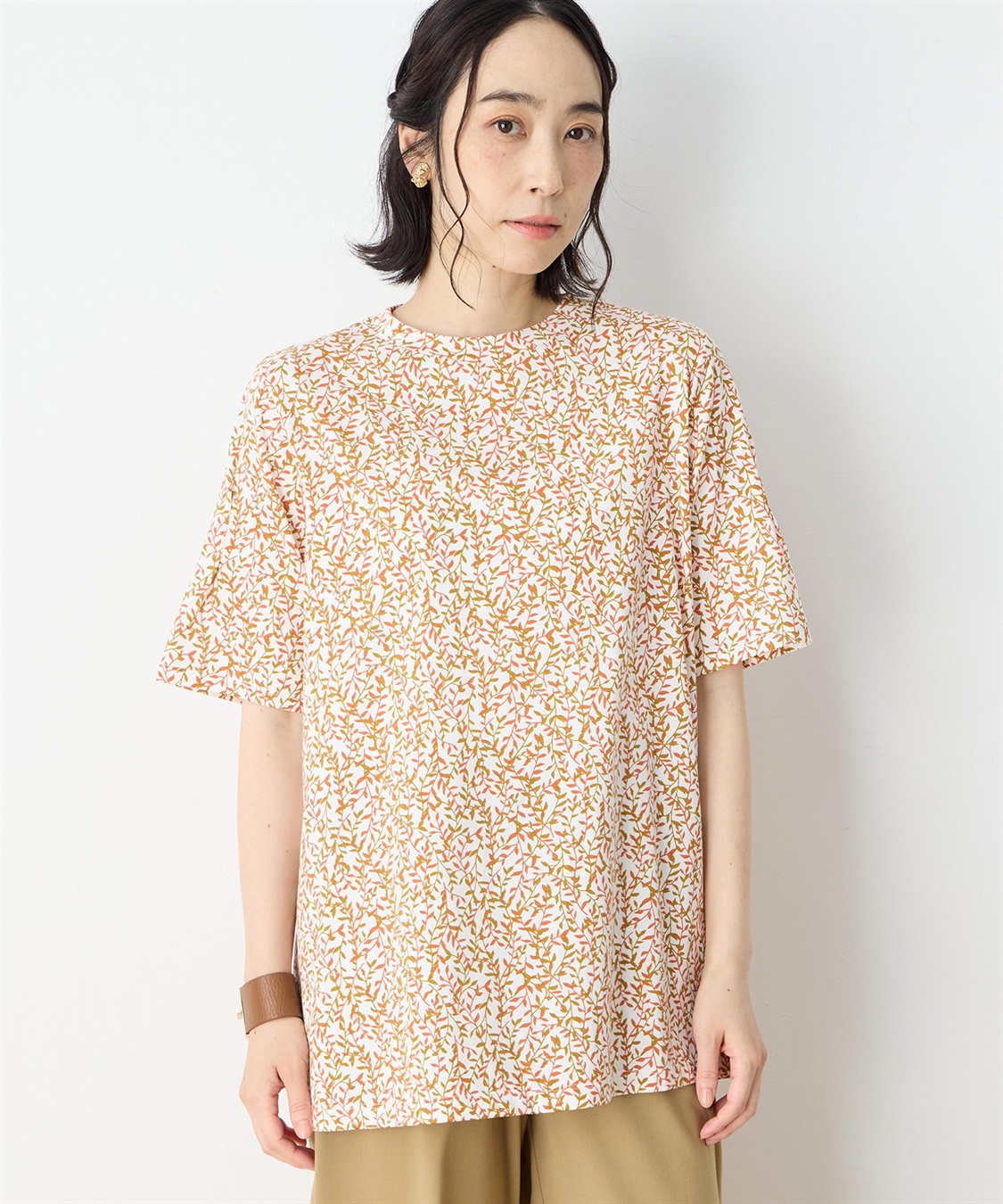 DECOY 【冷感】【UVカット】ひやさらコットンプレミアム袖ギャザーチュニックTシャツ_variation_1