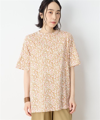 【冷感】【UVカット】ひやさらコットンプレミアム袖ギャザーチュニックTシャツ(オレンジ-M)