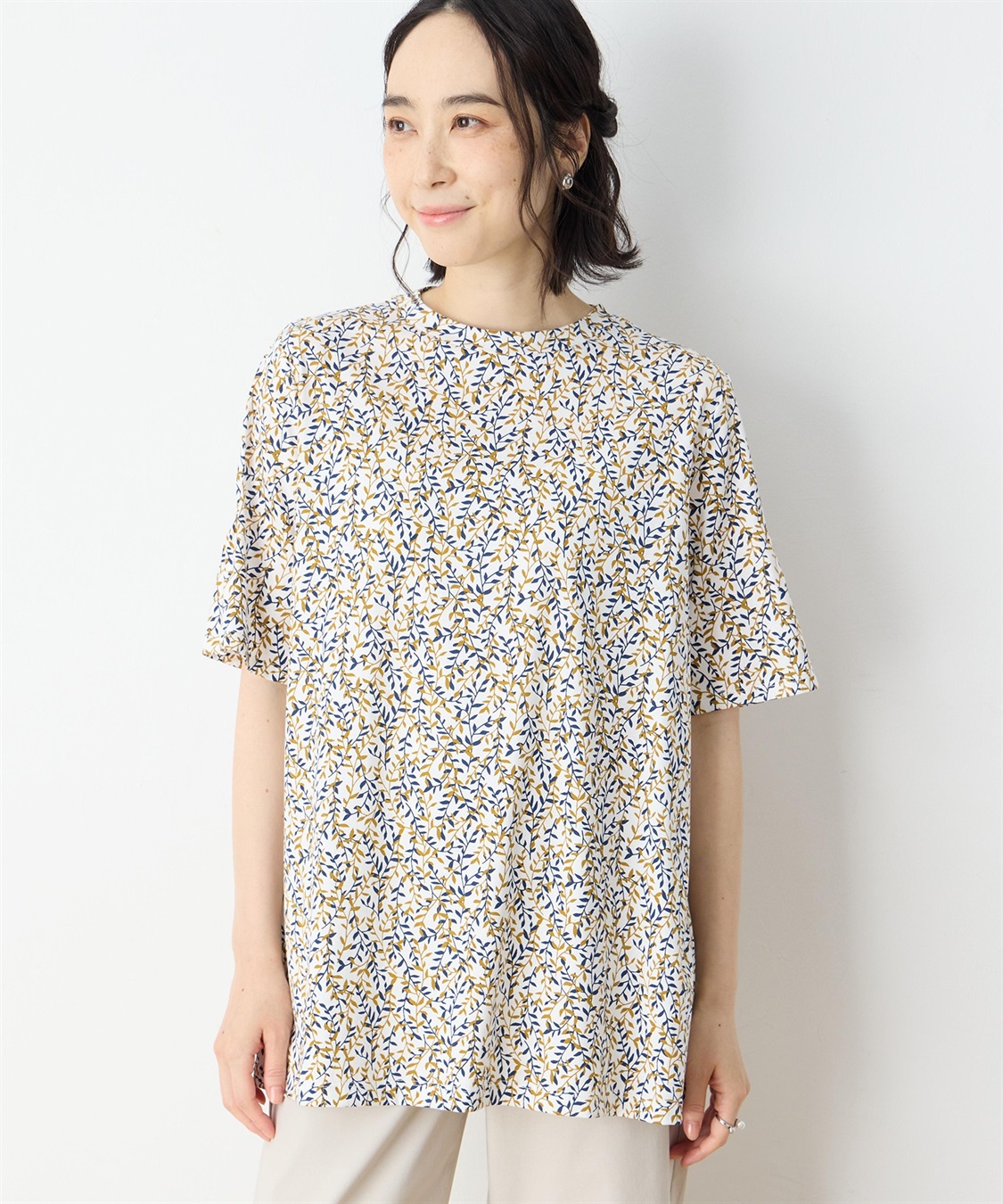 DECOY 【冷感】【UVカット】ひやさらコットンプレミアム袖ギャザーチュニックTシャツ_variation_2