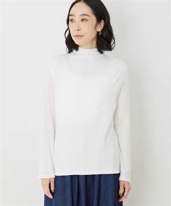 コットンガーゼハイネック(ホワイト-S)