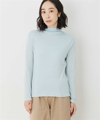 コットンガーゼハイネック(サックス-S)