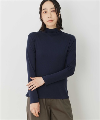 コットンガーゼハイネック(ネイビー-S)