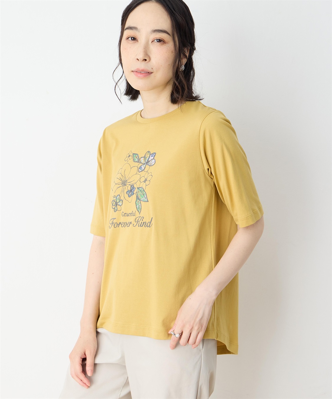 DECOY 【冷感】【UVカット】ひやさらコットン　プリント＆刺繍Tシャツ_variation_2